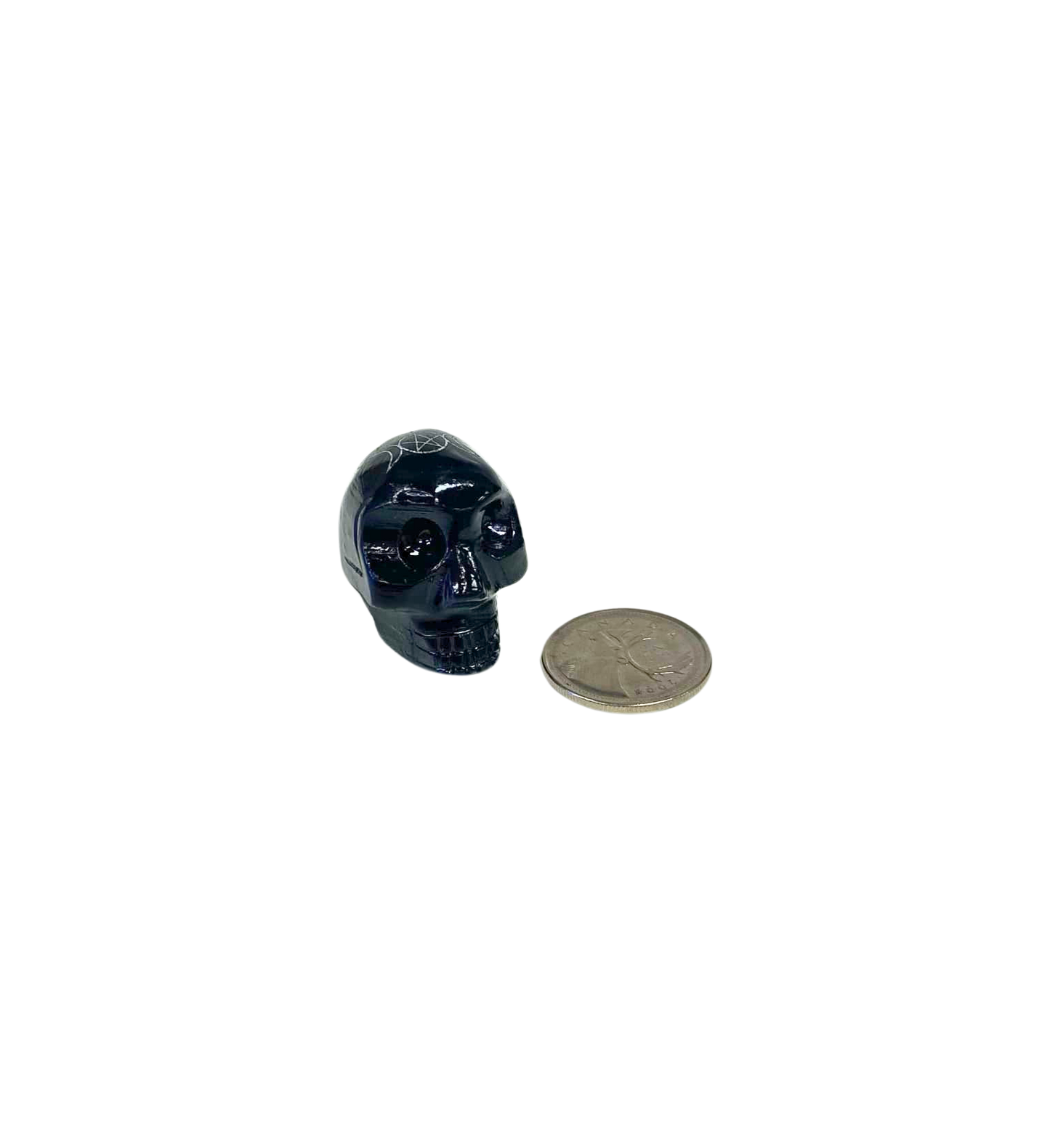 Onyx Skull with Moon and Pentacle Motif