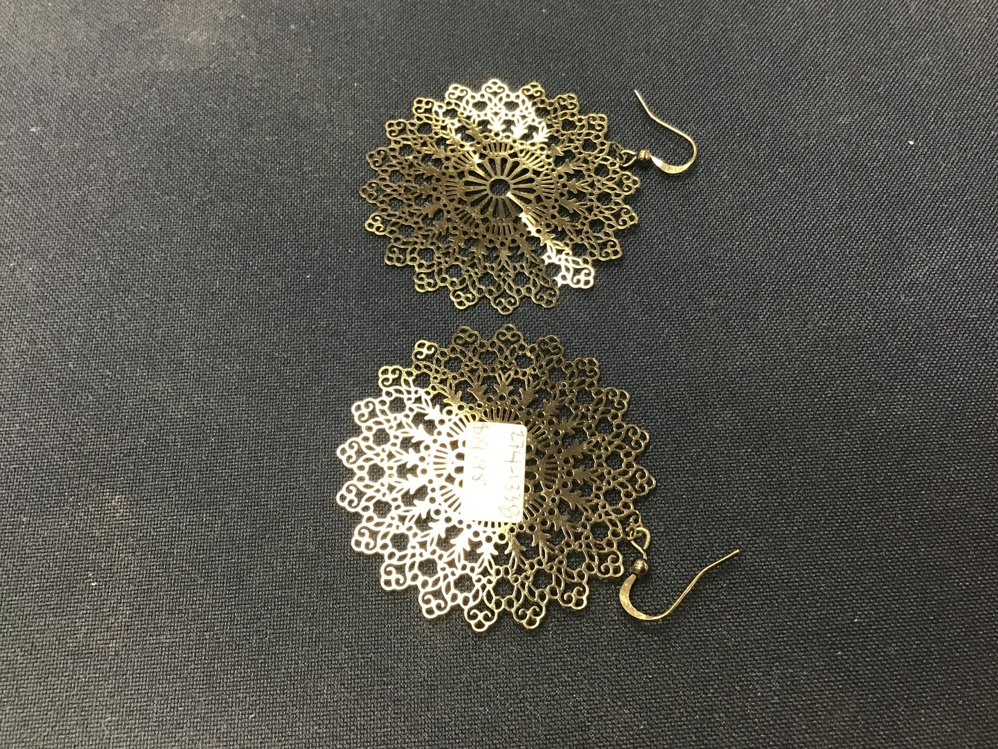 Lavishy earrings, Large pointed mandala, Black