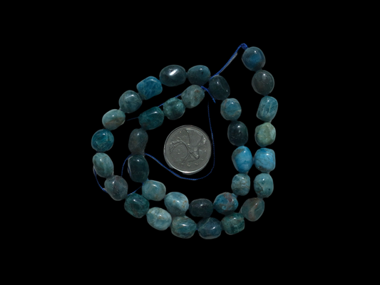 Pacific Blue Apatite Tumbled Nugget Strand