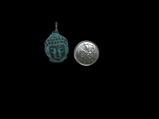 Copper Plated Patina Buddha Head Drop Pendant