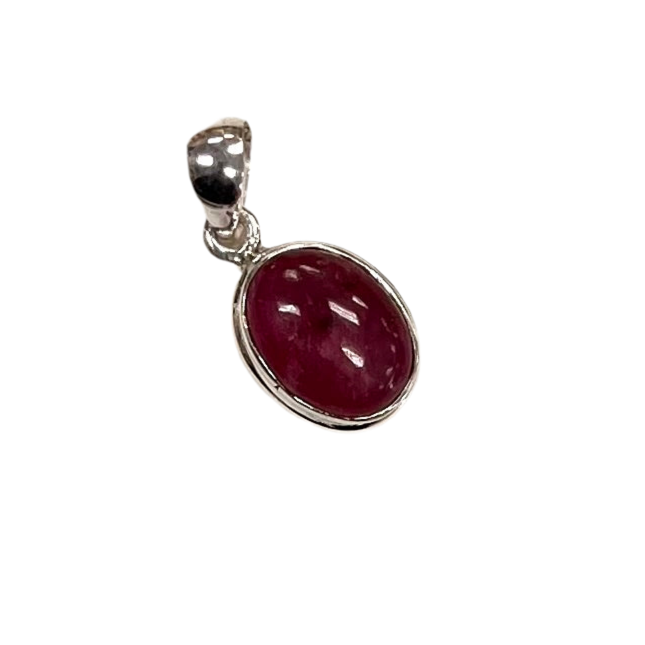 Simply Oval Ruby Pendant in Silver 12mm