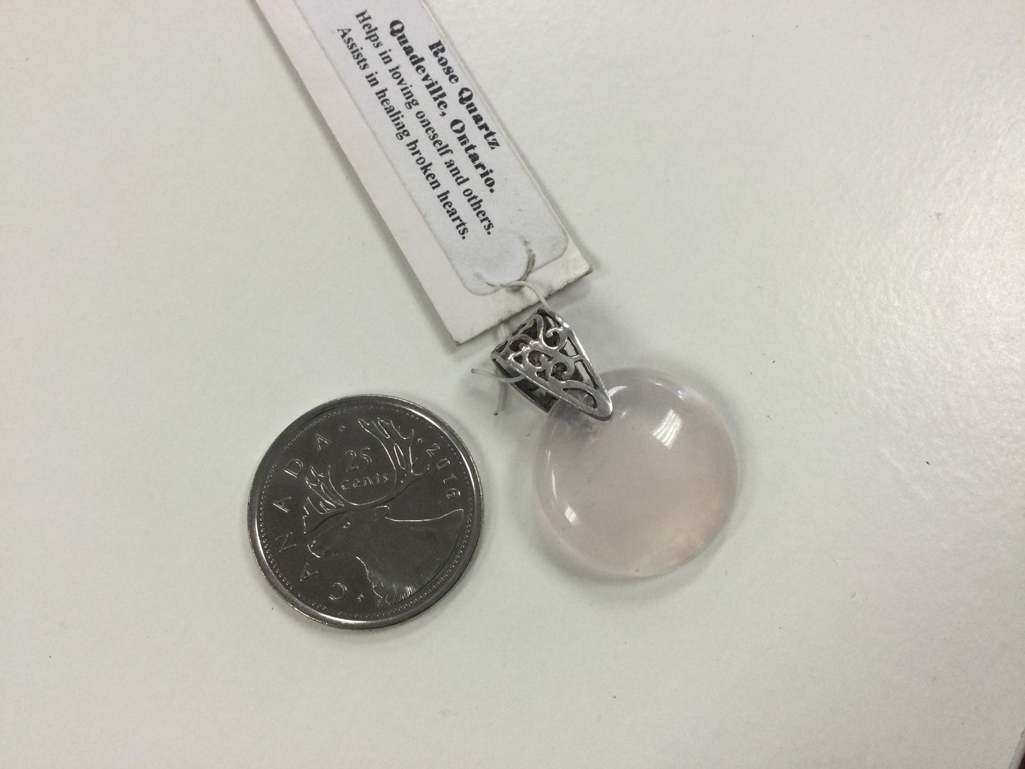Polished Rose Quartz, Circle and Flat Pendant