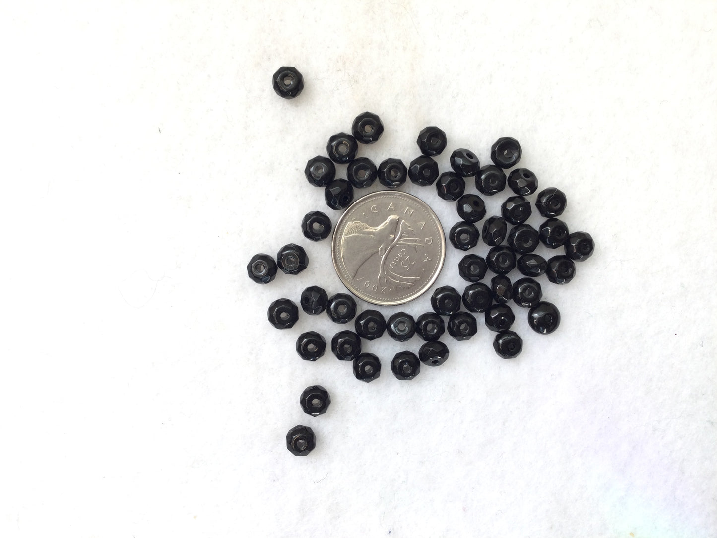 Faceted Black Obsidian Bead