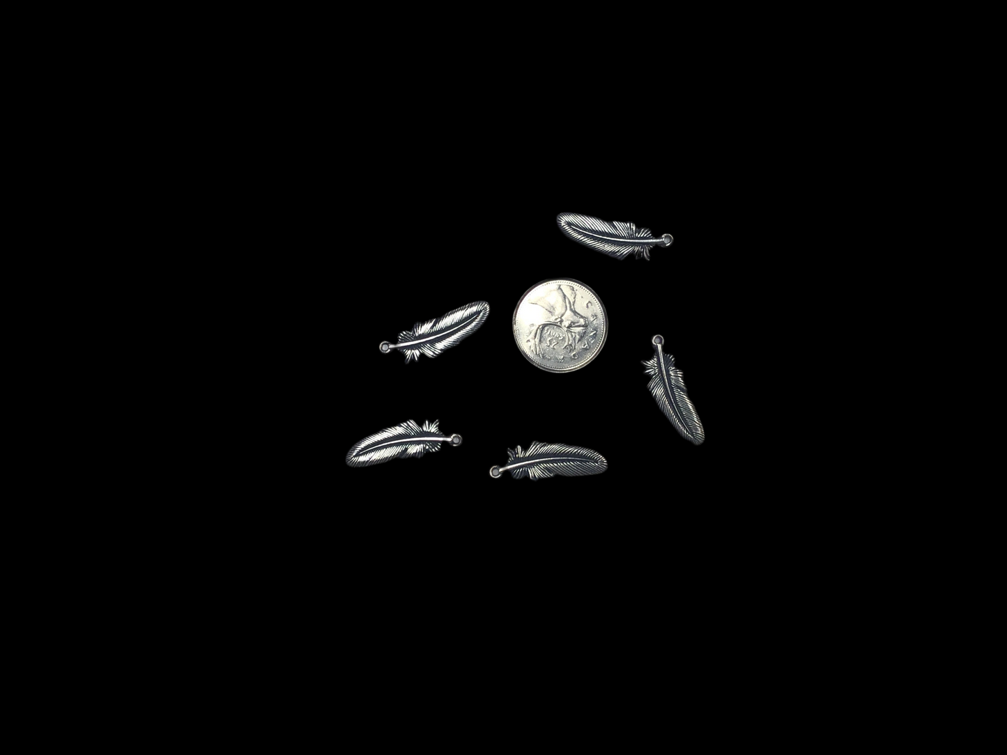 Silver Plated Feather Charm 30mm