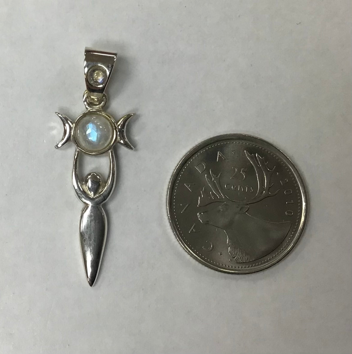 Gemstone Goddess Pendant, Silver