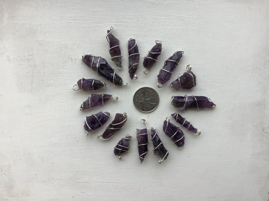 Amethyst Spiral Wired Pendant