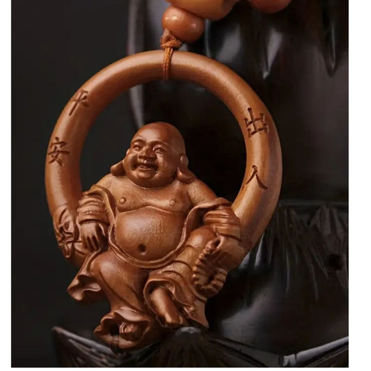 Wooden Happy Buddha  Key Chain