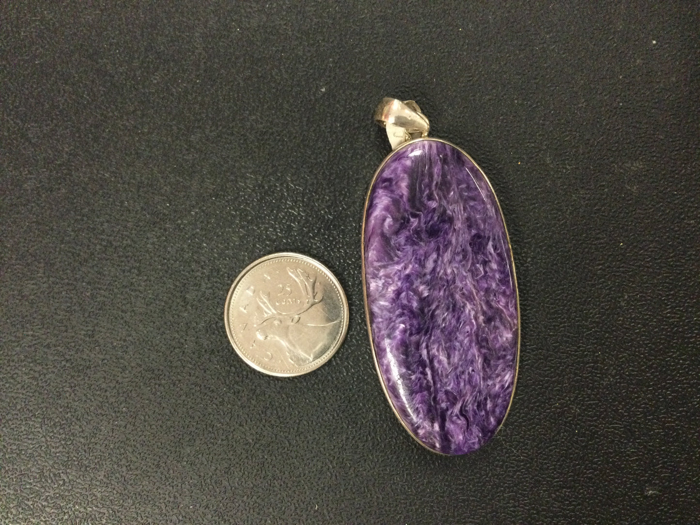 Large Oval-Cut Charoite Pendant