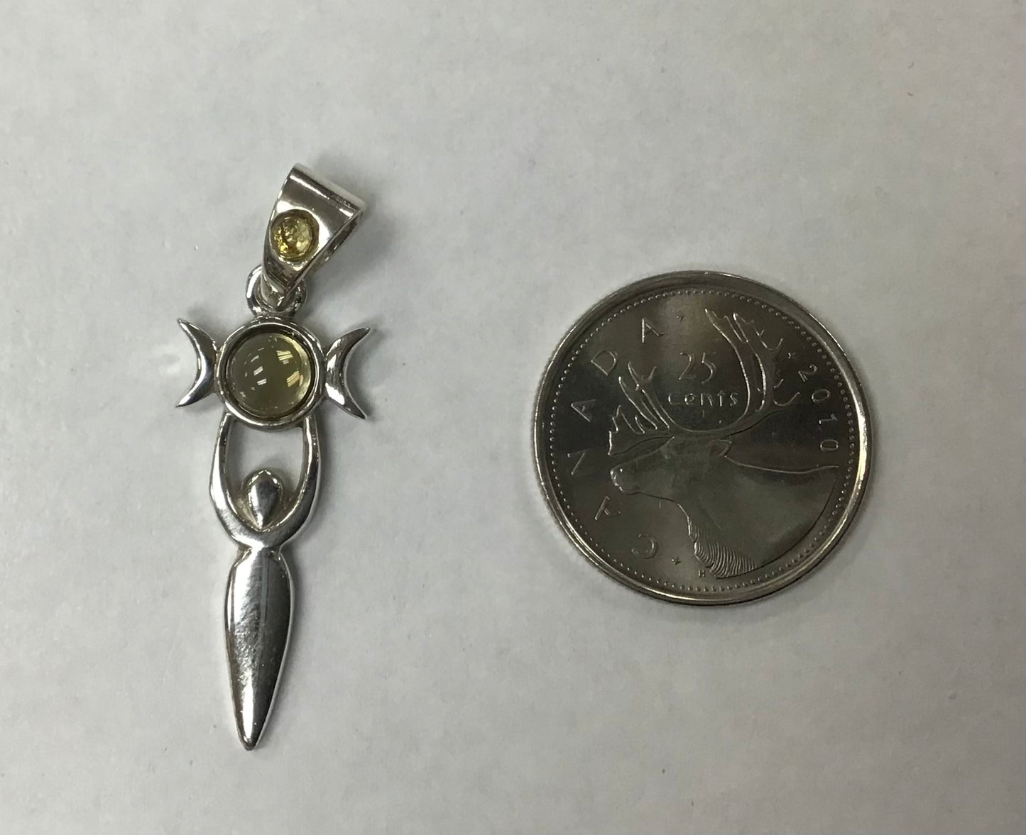 Gemstone Goddess Pendant, Silver