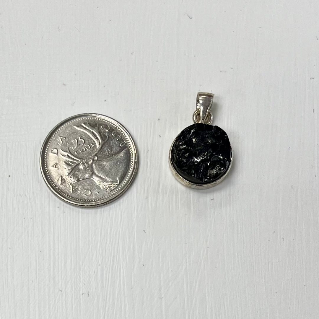 Rough Shungite pendants in Silver