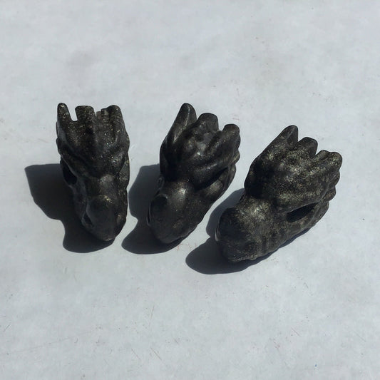 1" Pyrite Dragon Skull