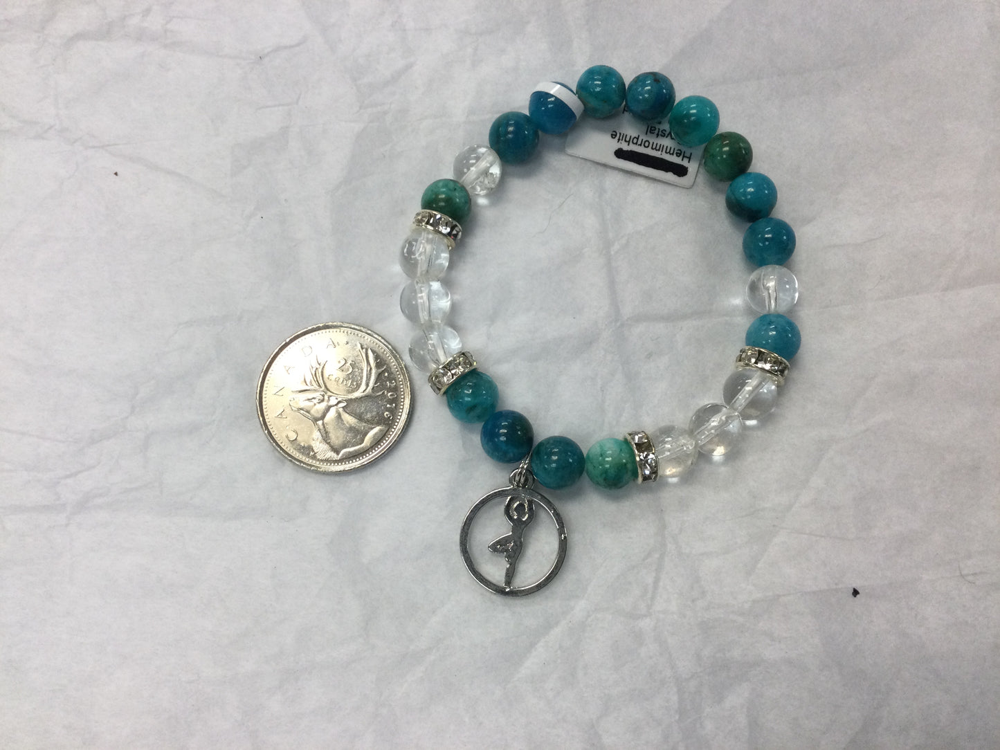 Two Stone 8 mm bead bracelet With Charm
