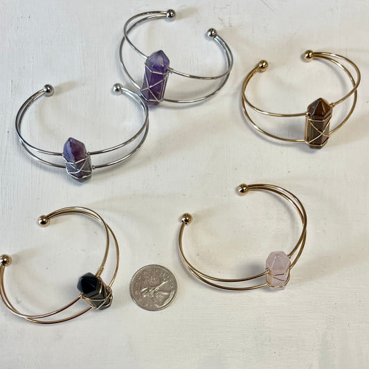 Double Point Crystal Brass Bracelet (Adjustable)