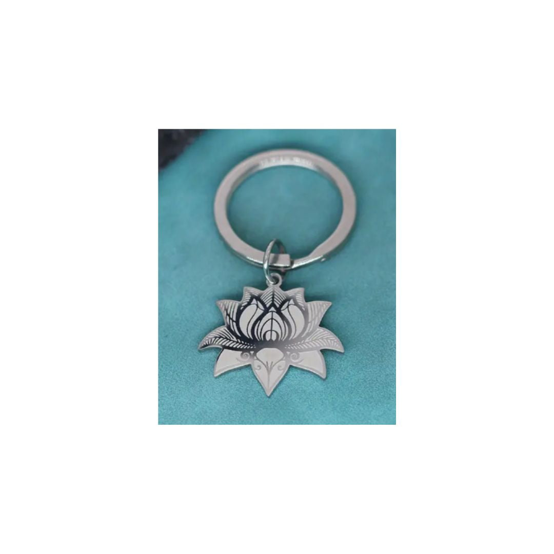 Stainless Steel Lotus Keychain