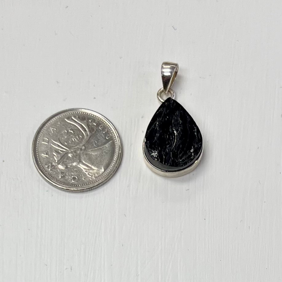 Rough Shungite pendants in Silver