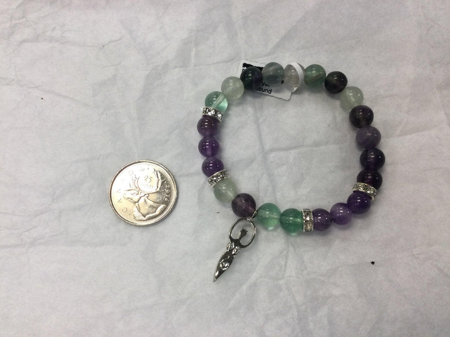Two Stone 8 mm bead bracelet With Charm
