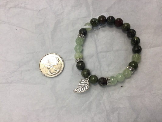 Two Stone  8 mm bead bracelet With Charm