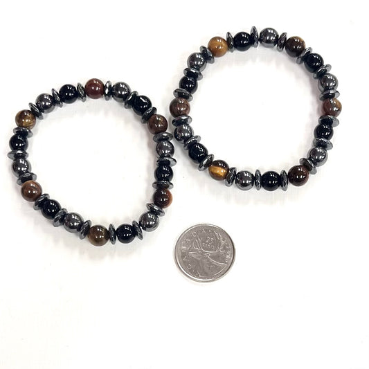 Protection Bracelet 8mm - Hematite, Obsidian, Tiger Eye