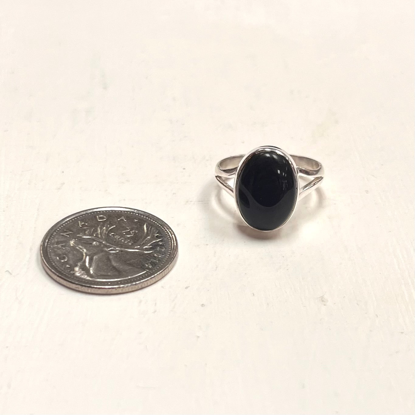 Oval Rainbow Obsidian Ring Set in Silver Size 8