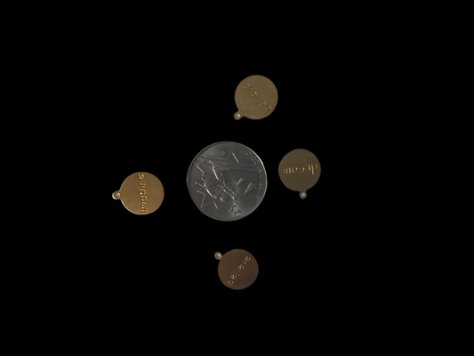 Brass Phrase Round Charm