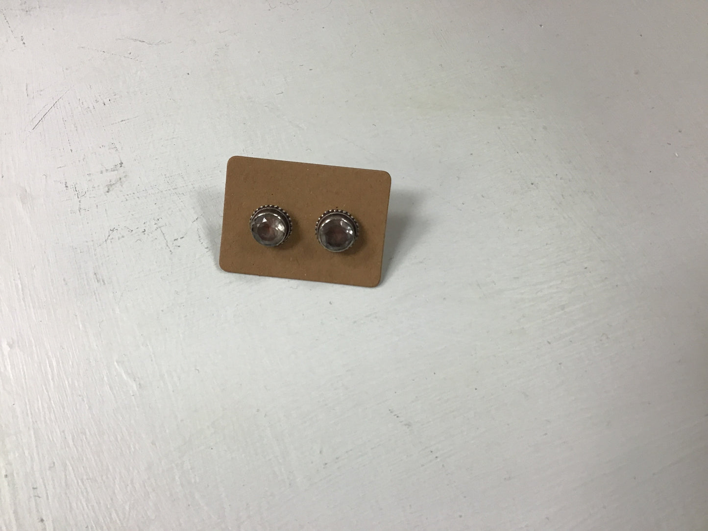 Faceted Clear Quartz Stud Earrings