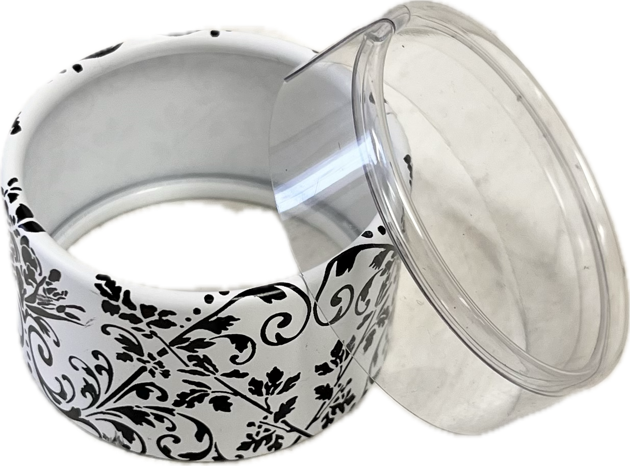 Plastic Windowed Container w/ Decorative Paper Body 2"