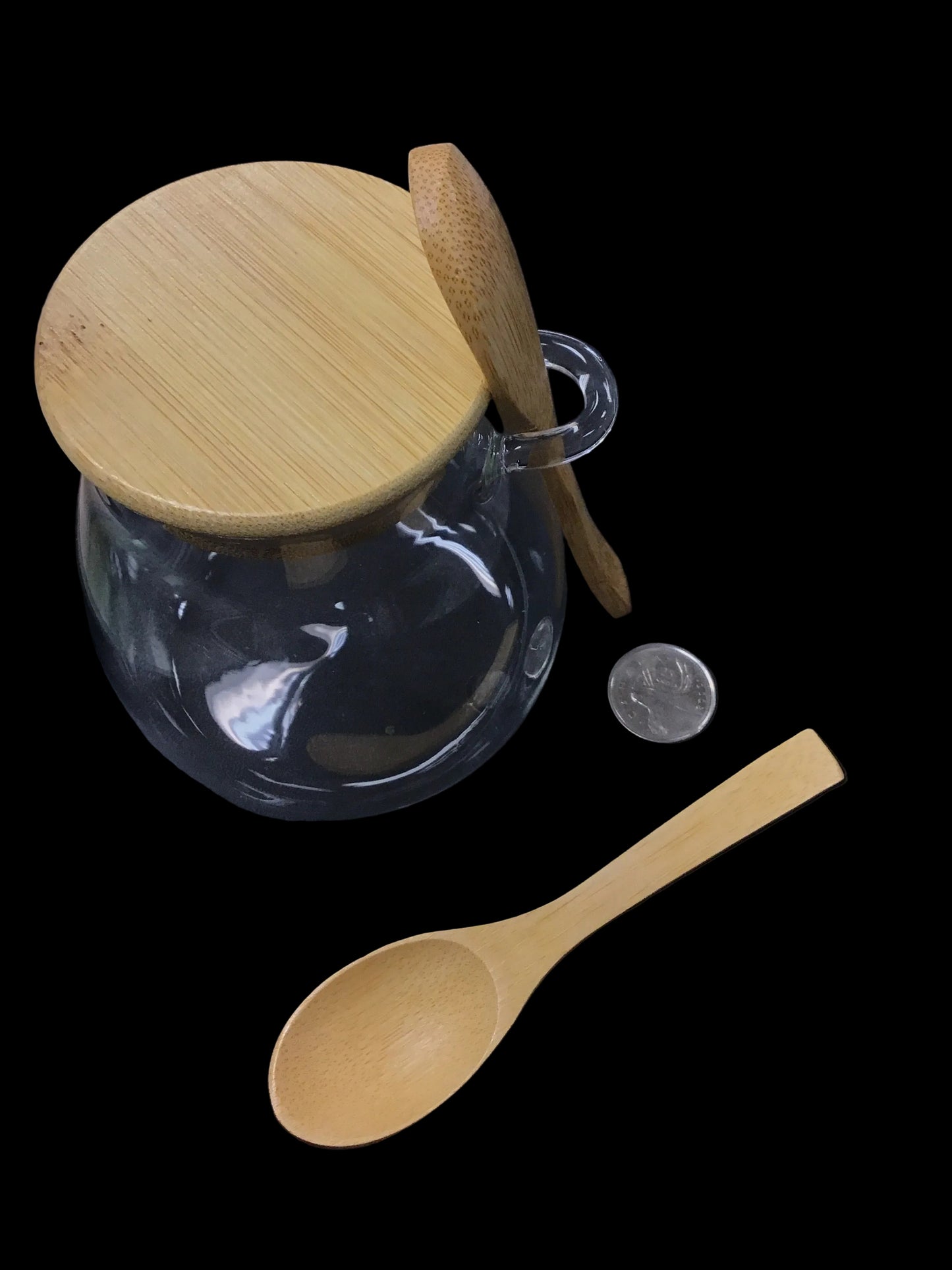 Glass and Bamboo Container with Spoon