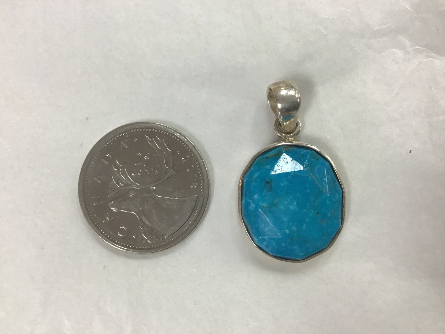 Faceted Turquoise Pendant Oval