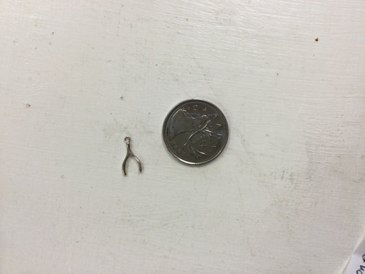 wishbone charm, silver