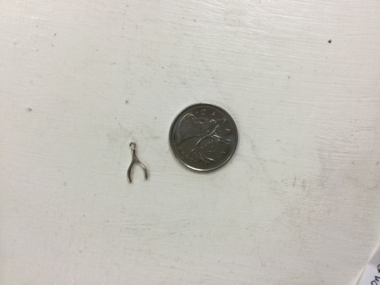 wishbone charm, silver