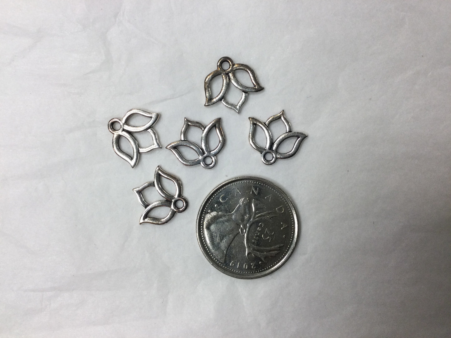 Silver Lotus Charm (three petals)