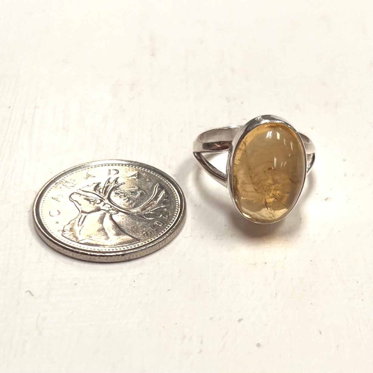 Oval Citrine Ring Set in Silver