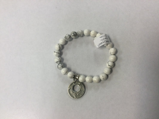 Howlite 8mm Bracelet with Pewter Charm