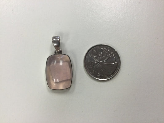 Polished Rose Quartz Pendant, rectangle