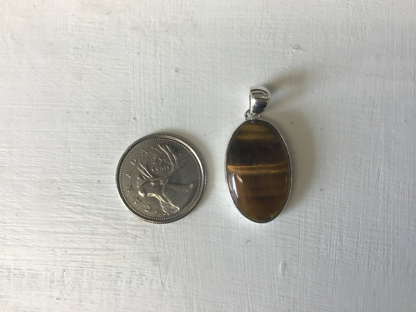 Oval Silver Tiger Eye Pendant