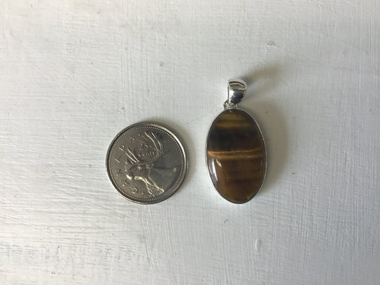 Oval Silver Tiger Eye Pendant