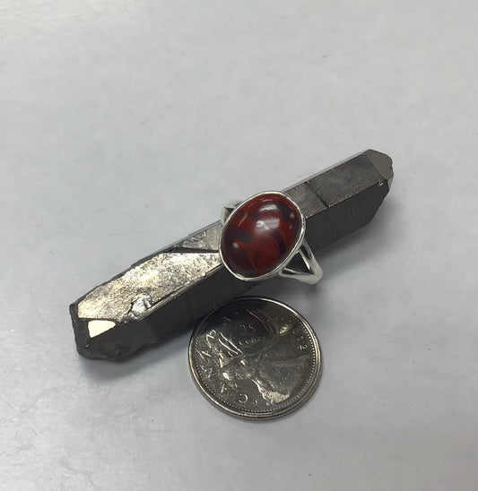 Oval Red Jasper Ring (Size 9