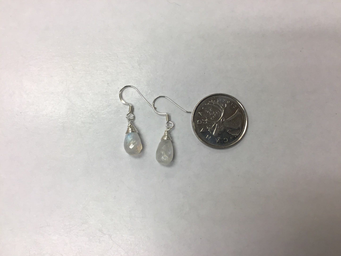 Faceted Drop Rainbow Moonstone Dangle Earrings