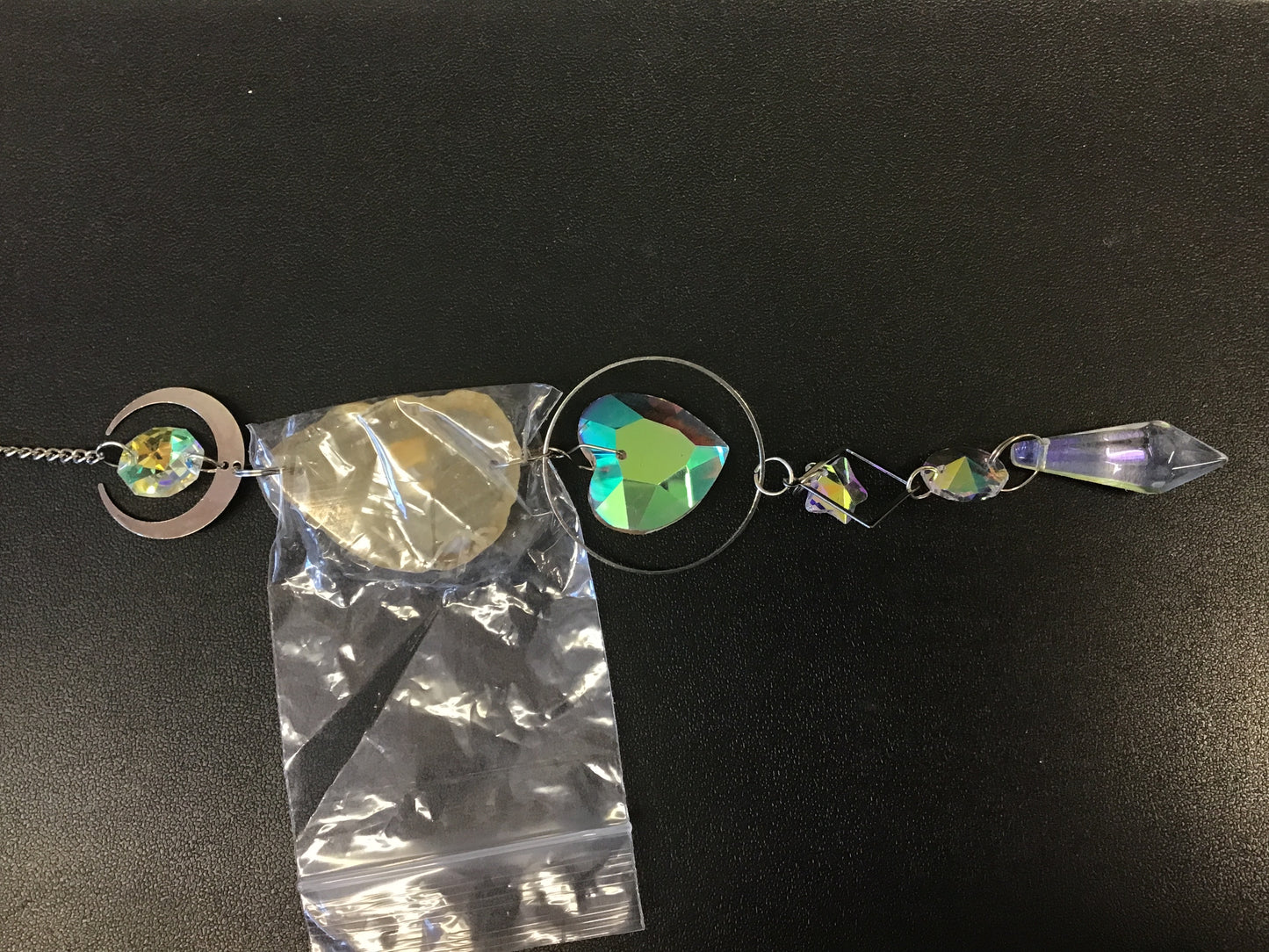 Silver Crystal Sun Catcher w/ Coloured Agate Slice and Symbol