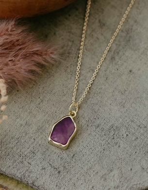 Amethyst Slice Necklace (Gold/Silver Plated)
