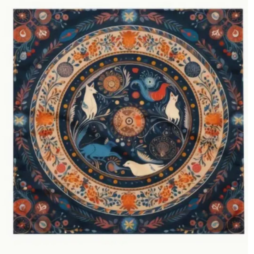 Tarot/Altar Cloth: Vintage Animal and Flower Motif