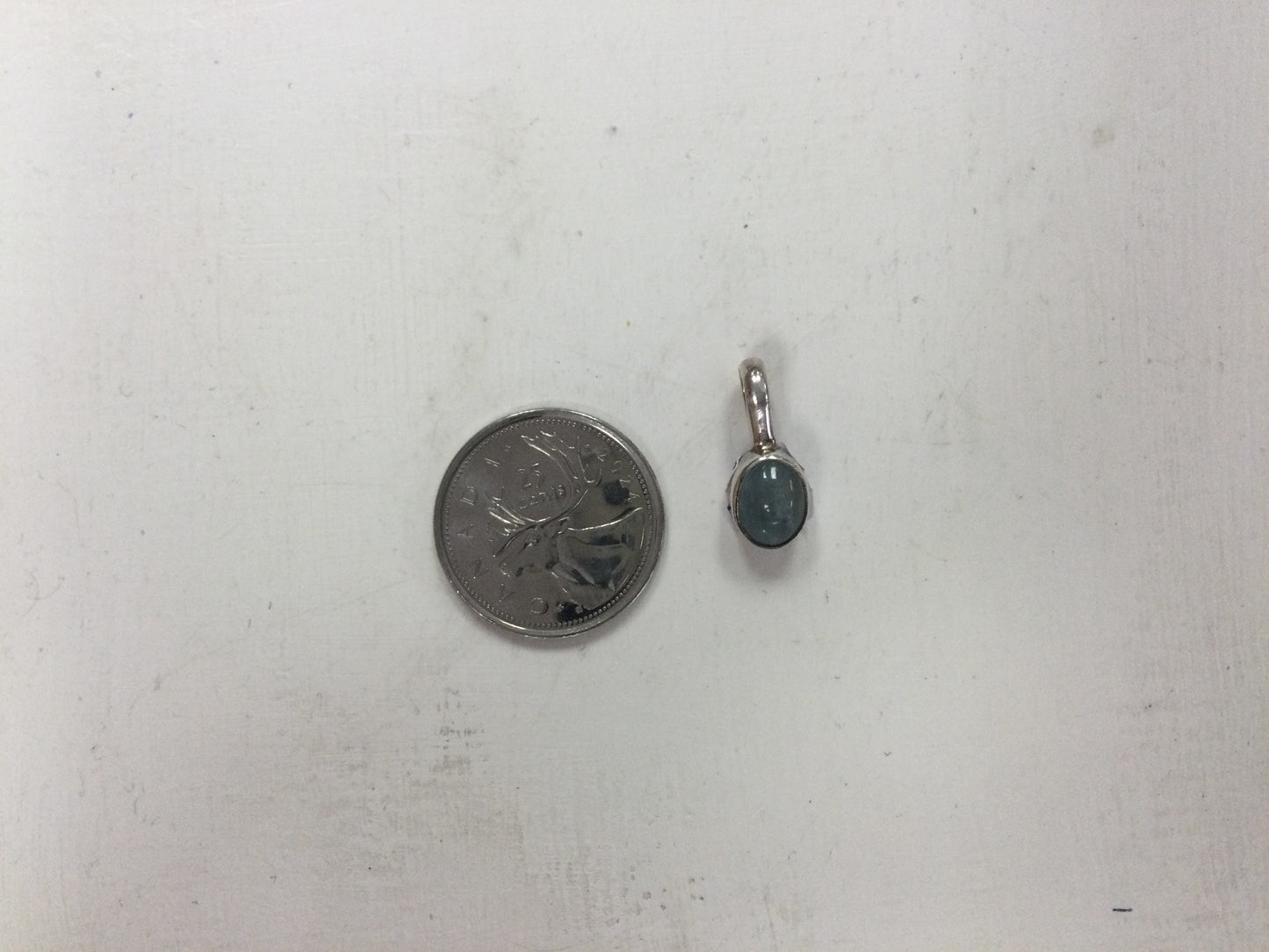 Silver Aquamarine Oval Pendant