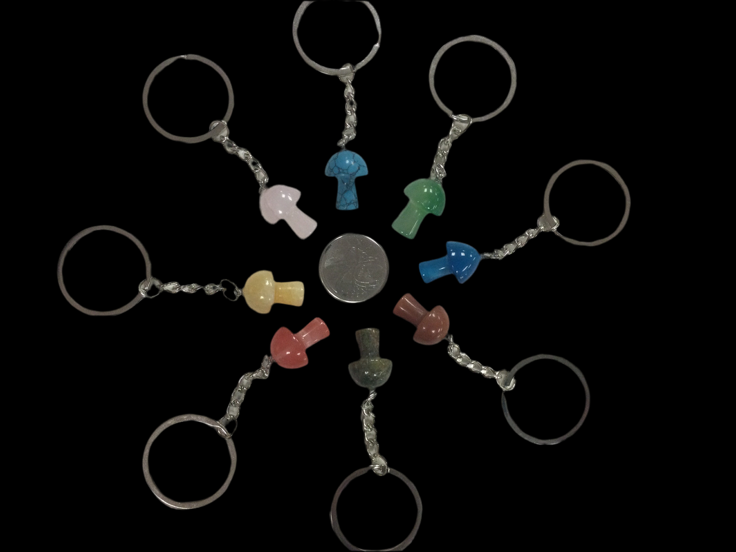 Assorted Crystals Mushroom Keychain