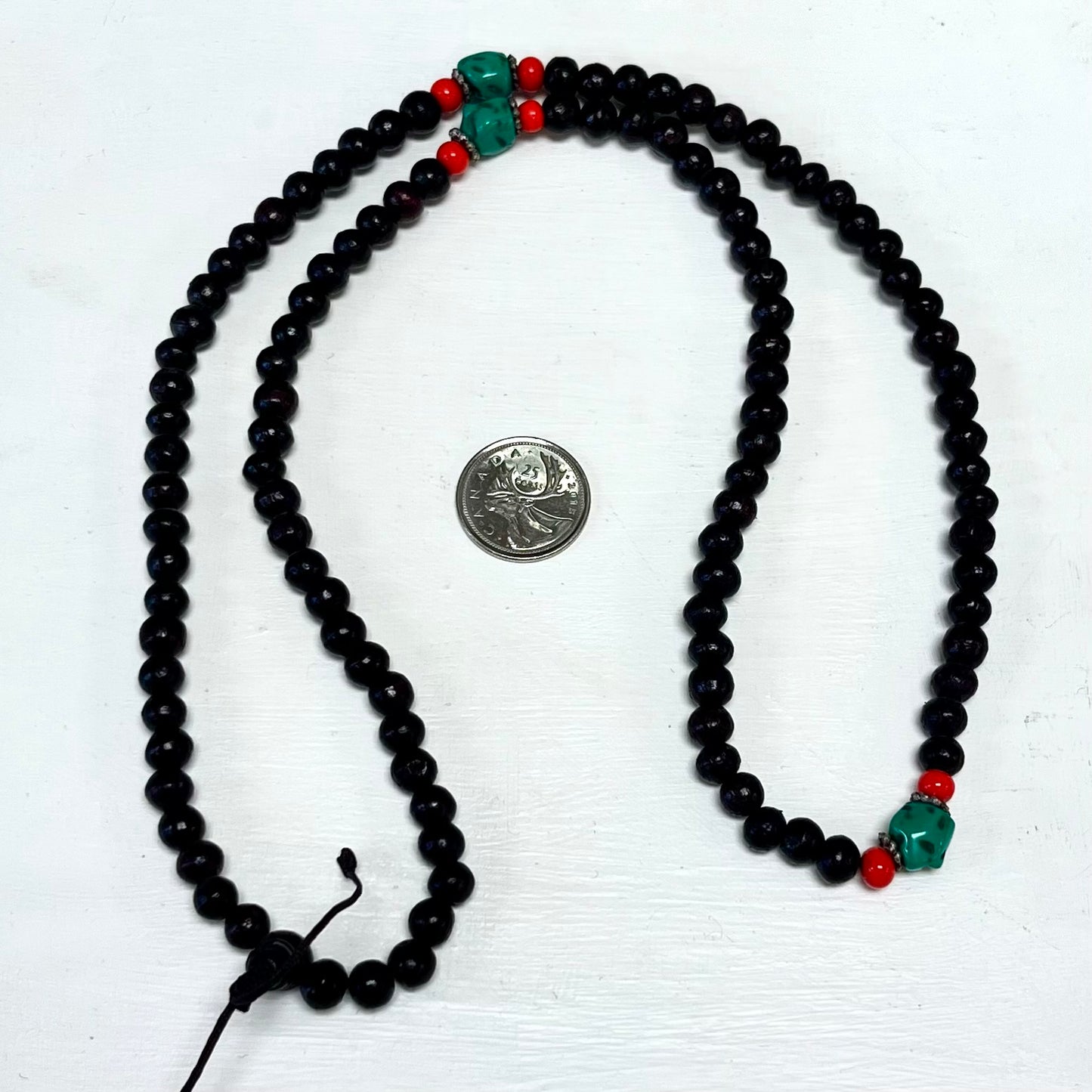 Wood Mala with Turquoise-Like Beads