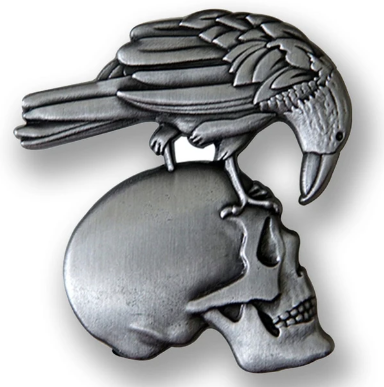Crow and Skull Alloy Gothic Pin