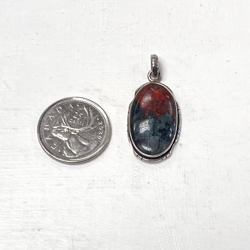 Silver Oval Sonora Sunset (Chrysocolla-Cuprite) Pendant