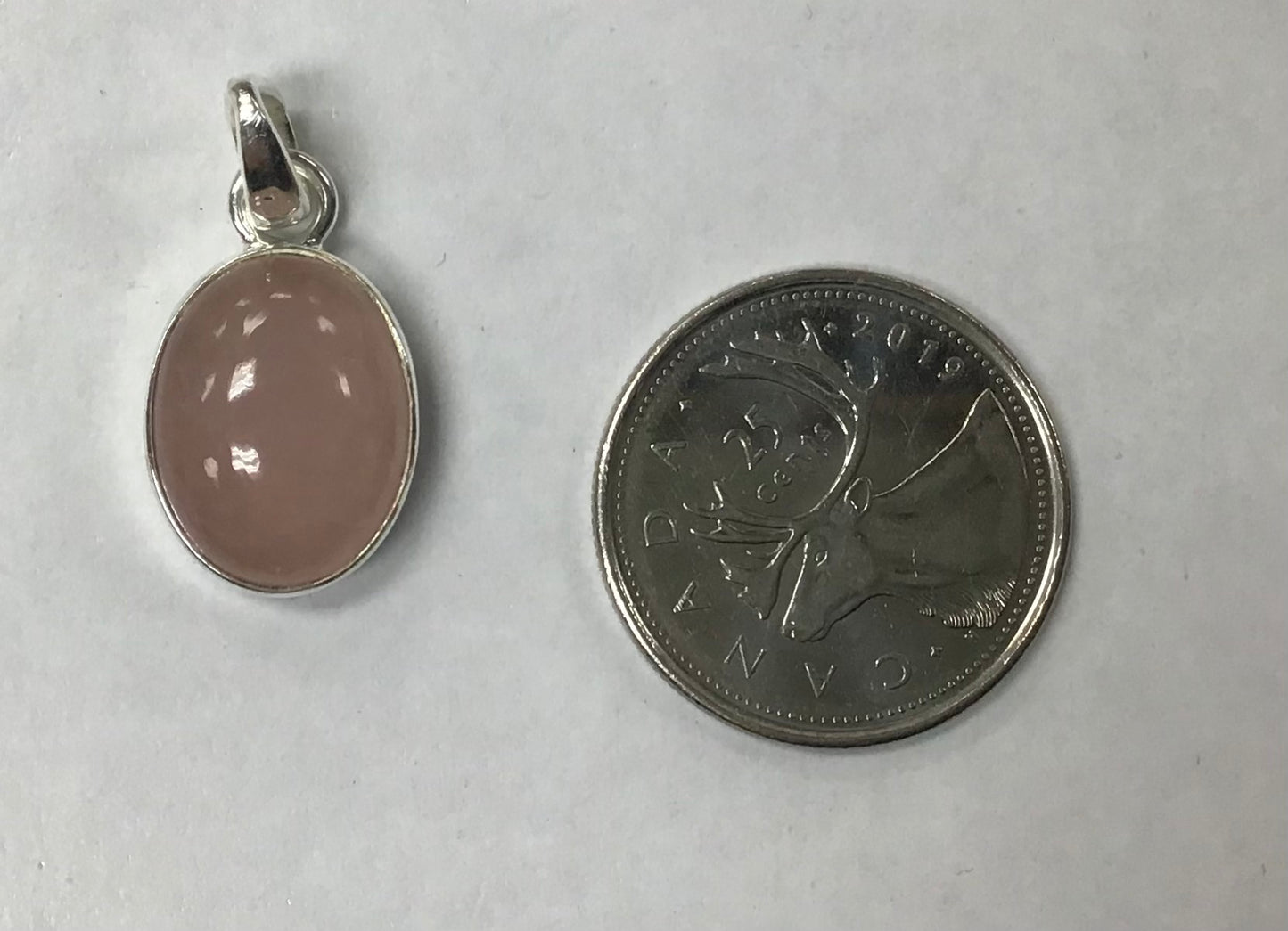 Oval Rose Quartz Silver Pendant