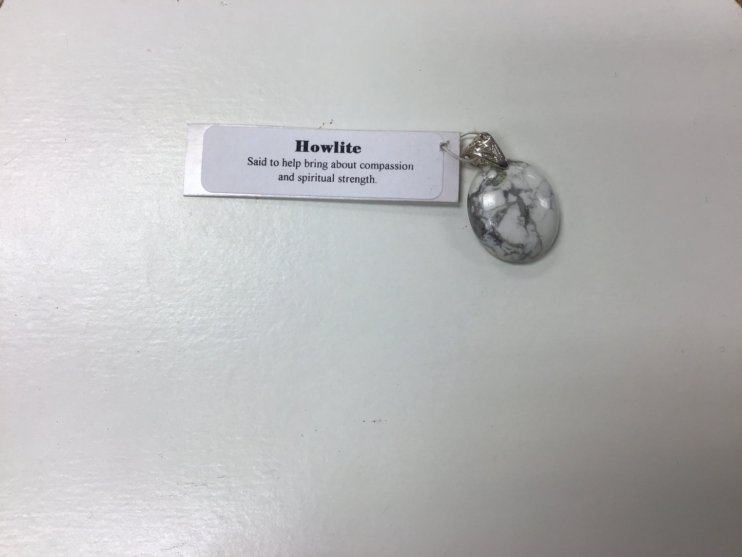 Small Howlite Pendant w/ Silver Clasp