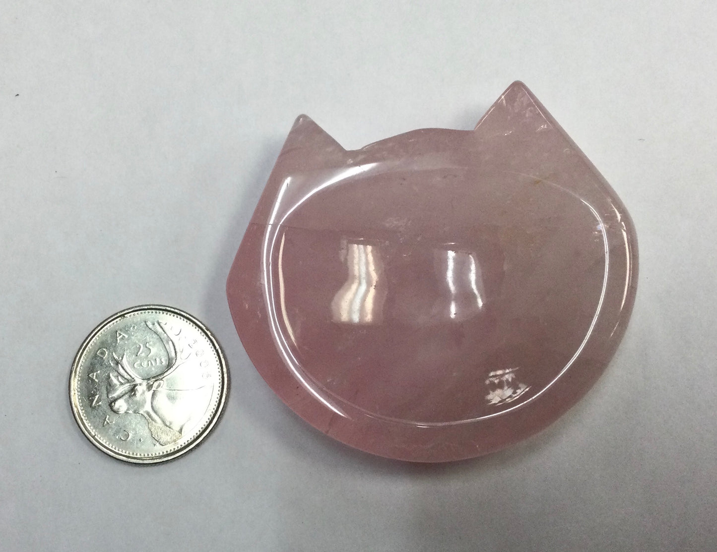 Rose Quartz Cat Head Bowl/Worry Stone