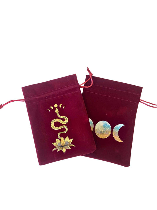 Medium Burgundy Velvet Bag with Design